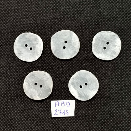 5 boutons en résine blanc - 20mm - abd2715