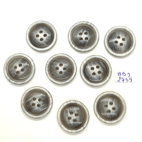 9 boutons en résine gris - 27/28mm - abd2739