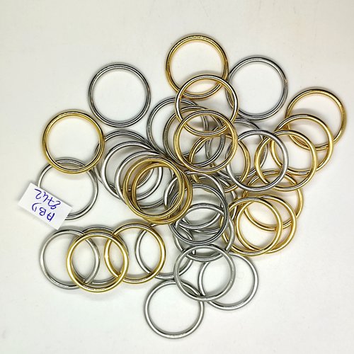 35 anneaux en métal argenté et doré - 24mm - abd2742