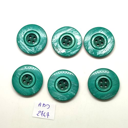 6 boutons en résine vert - 27mm - abd2747