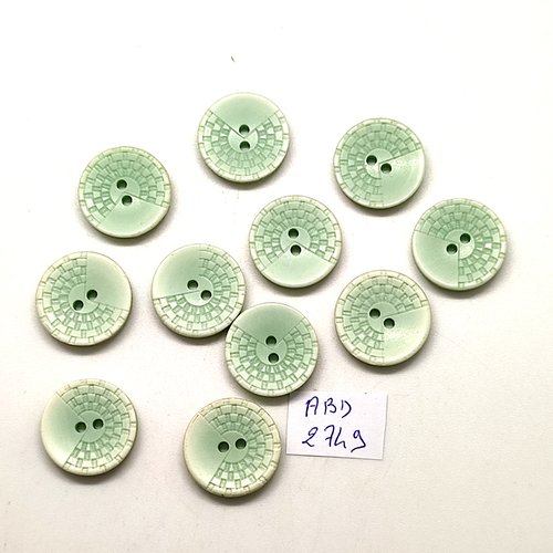 11 boutons en résine vert clair - 18mm - abd2749