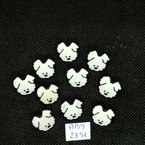 10 boutons fantaisie en résine blanc - ourson - 14x13mm - abd2731