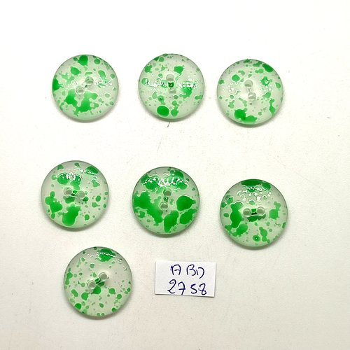 7 boutons en résine vert et transparent - 20mm - abd2758