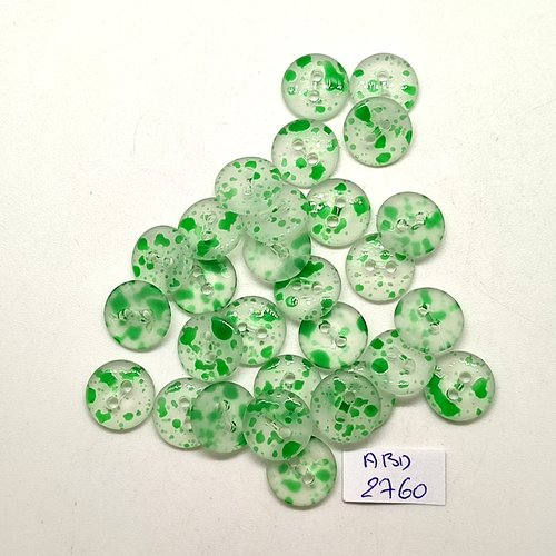 29 boutons en résine vert et transparent - 12mm - abd2760