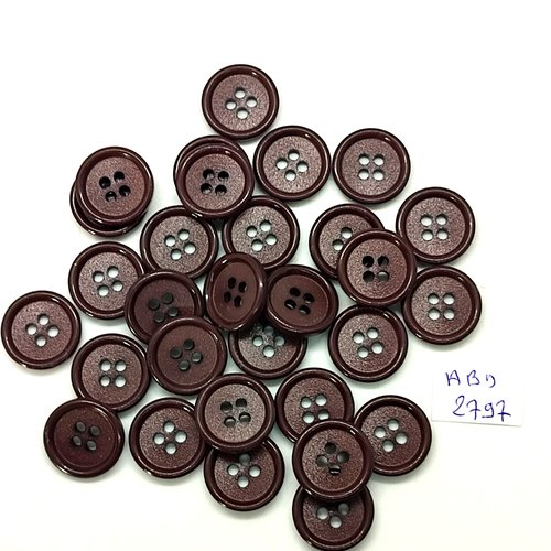 30 boutons en résine marron - 15mm - abd2797