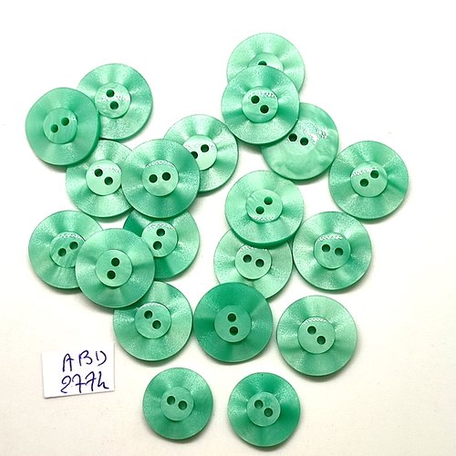 21 boutons en résine vert - 15mm et 17mm - abd2774