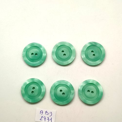 6 boutons en résine vert - 22mm - abd2771