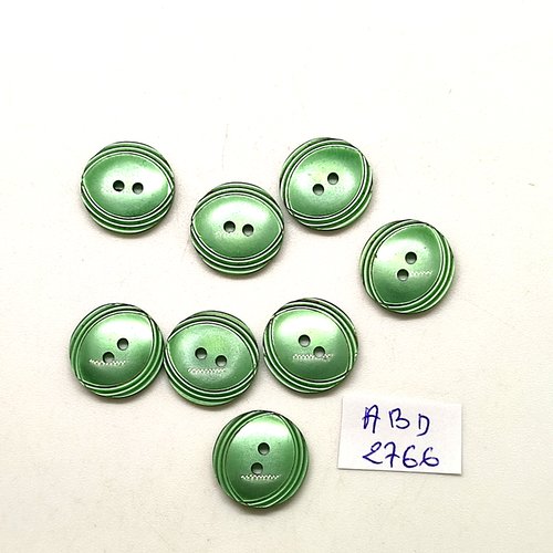 8 boutons en résine vert - 14mm - abd2766