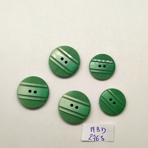 5 boutons en résine vert - 22mm et 18mm - abd2765