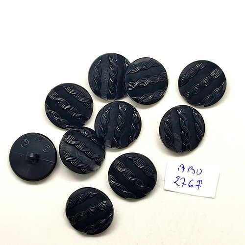 10 boutons en résine noir - 19mm - abd2767