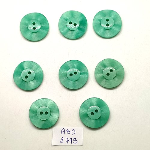 8 boutons en résine vert - 20mm - abd2773