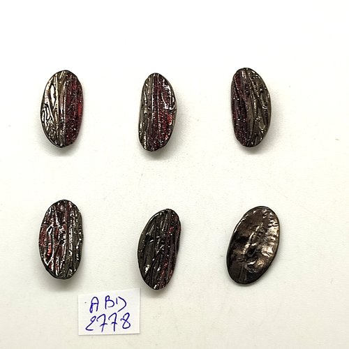 6 boutons en métal multicolore - 12x20mm - abd2778