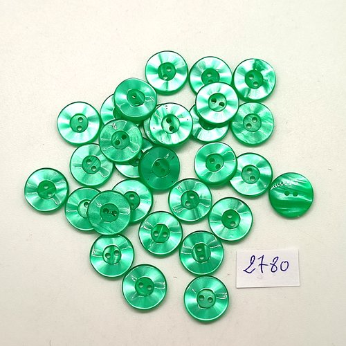 29 boutons en résine vert - 13mm - abd2780
