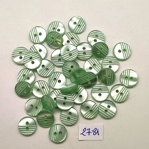 40 boutons en résine vert - 11mm - abd2781