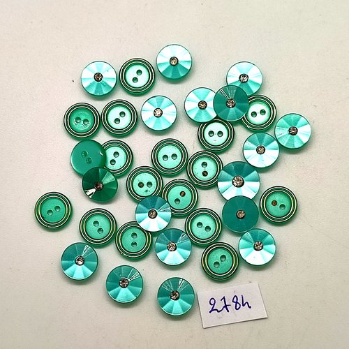 34 boutons en résine vert - 10mm - abd2784