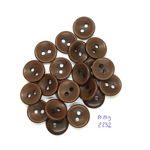 21 boutons en résine marron - 18mm - abd2832