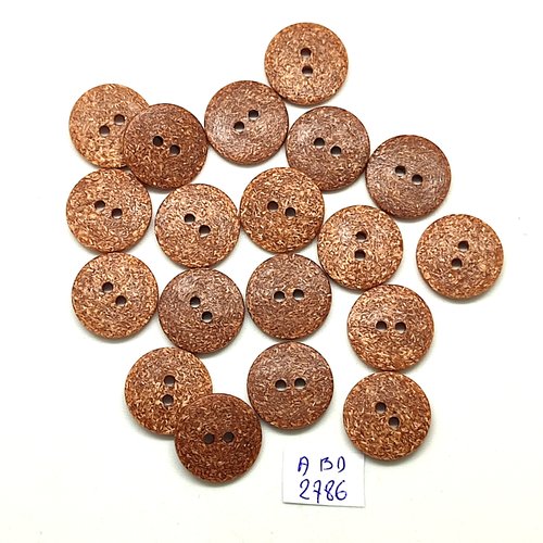 19 boutons en résine marron - 15mm - abd2786