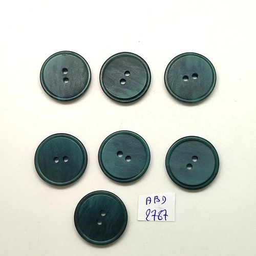 7 boutons en résine vert - 23mm - abd2787