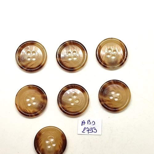 7 boutons en résine marron et beige - 20mm - abd2793