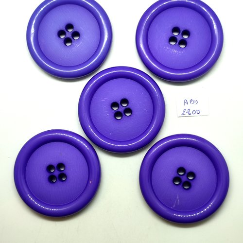 5 boutons en résine violet / lilas foncé - 51mm - abd2800