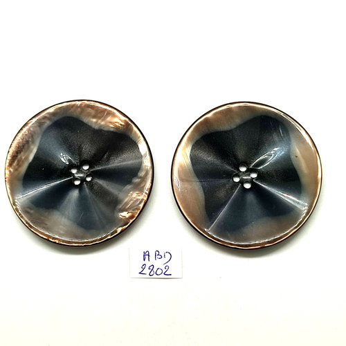 2 boutons en résine marron - 50mm - abd2802