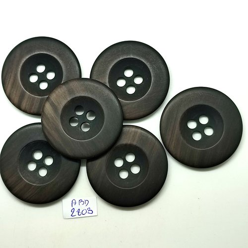 6 boutons en résine noir et marron - 49mm - abd2803