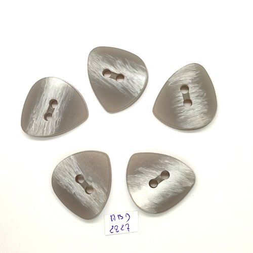 5 boutons en résine gris - 31mm - abd2827