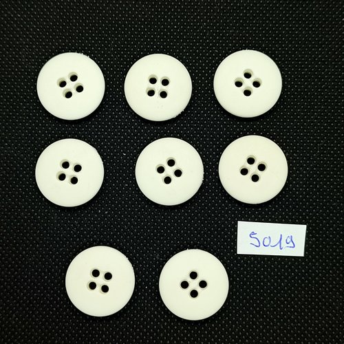 8 boutons en résine blanc- 20mm - tr5019