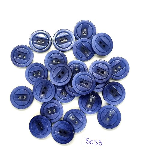 25 boutons en résine bleu - 18mm - tr5053
