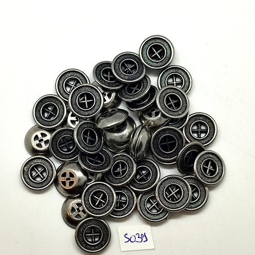 41 boutons en résine argenté - 14mm - tr5039