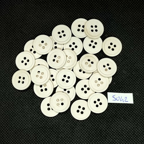 30 boutons en résine blanc - 15mm - tr5042