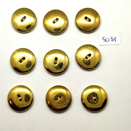 9 boutons en métal doré - 20mm - tr5033