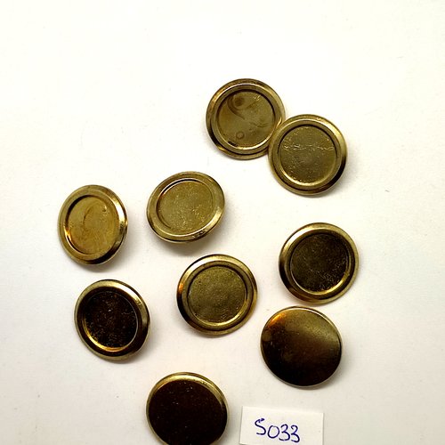 9 boutons en métal doré - 22mm - tr5031