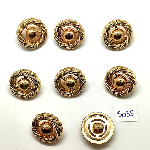 8 boutons en métal doré - 21mm - tr5035