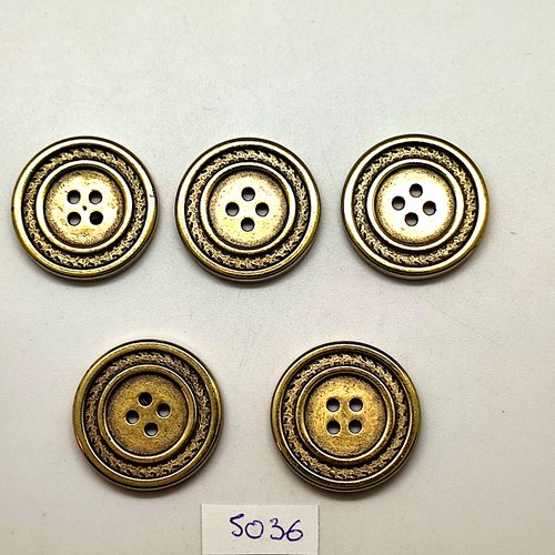 5 boutons en métal doré - 28mm - tr5036