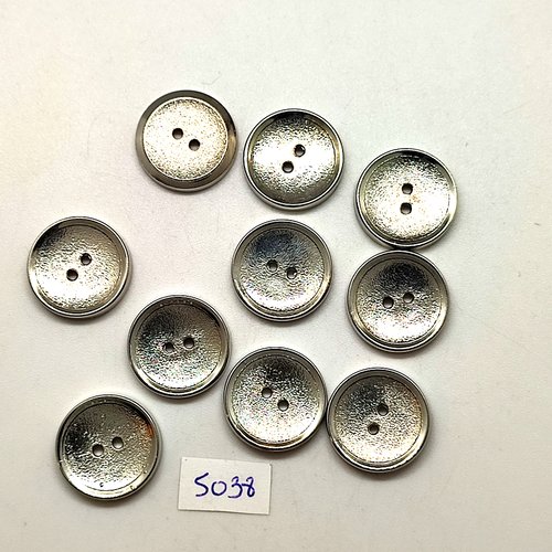 10 boutons en résine argenté - 18mm - tr5038