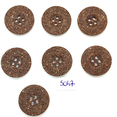 7 boutons en résine marron moucheté - 23mm - tr5047