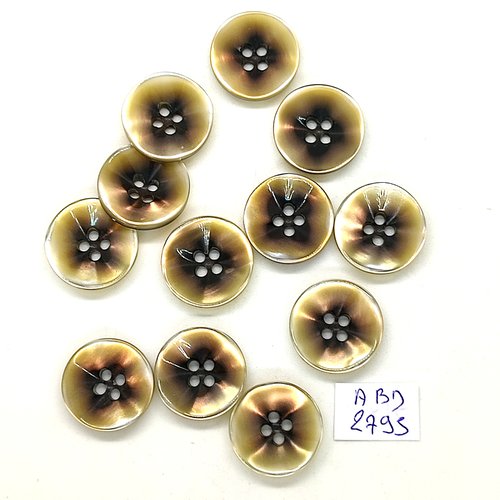 12 boutons en résine marron - 18mm - abd2795