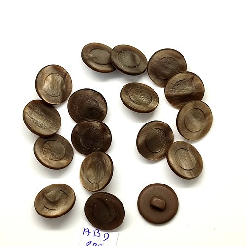 17 boutons en résine marron - 17mm - abd2821