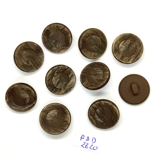 10 boutons en résine marron - 20mm - abd2820