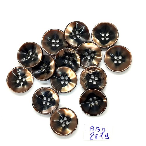 14 boutons en résine marron - 17mm - abd2819