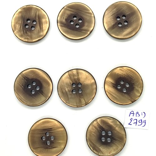 8 boutons en résine marron - 23mm - abd2799