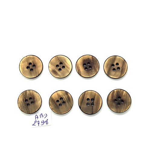 8 boutons en résine marron - 18mm - abd2798