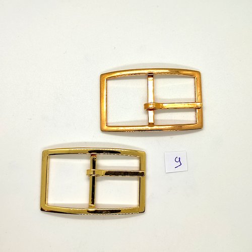 2 boucles de ceinture en métal doré - 31x51mm