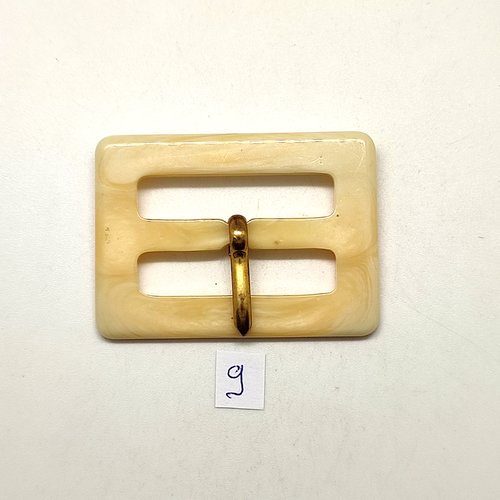 1 boucle de ceinture en résine ivoir / beige - 42x58mm