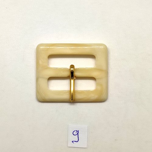 1 boucle de ceinture en résine ivoir / beige - 30x37mm