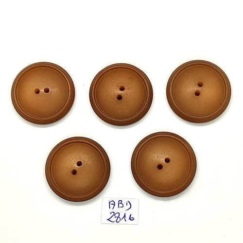 5 boutons en résine beige foncé / marron - 28mm - abd2816