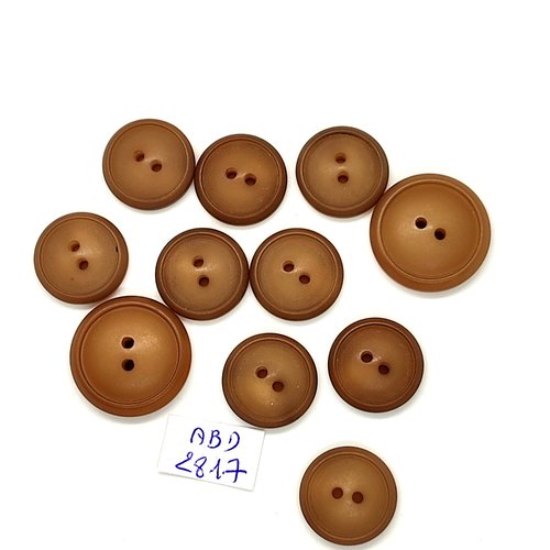 11 boutons en résine beige foncé / marron - 22mm et 17mm - abd2817