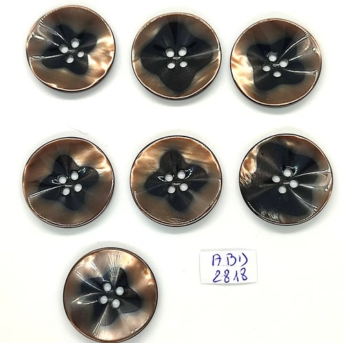 7 boutons en résine marron - 27mm - abd2818