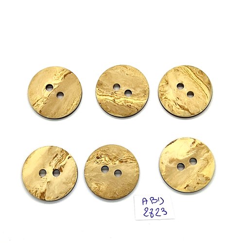 6 boutons en résine beige - 23mm - abd2823